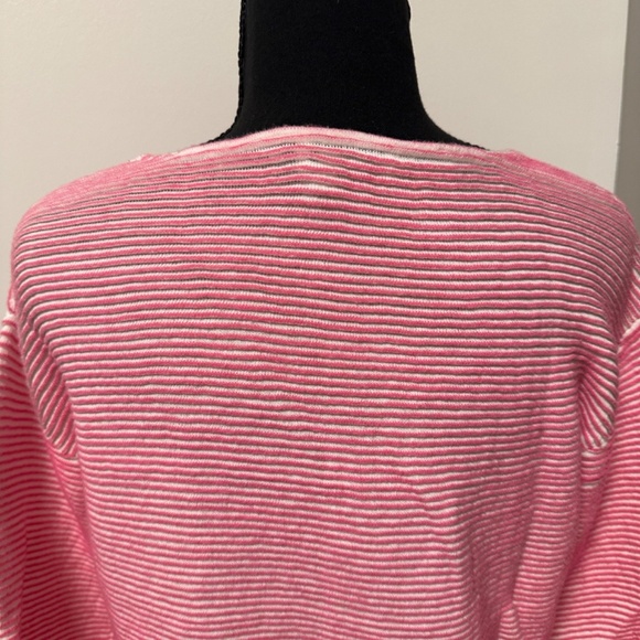 *FOXCROFT* Pink x White Striped Long Sleeve Shirt Size Small - Picture 5 of 7